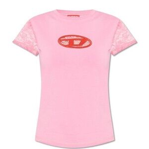 NWT DIESEL Ovalace Short Sleeve Tee Pink